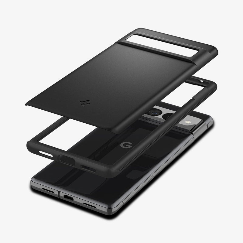 ACS04733 - Pixel 7 Pro Case Thin Fit in black showing the multiple layers of back