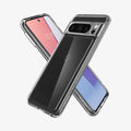 ACS06315 - Pixel 8 Pro Case Ultra Hybrid in crystal clear showing the back, front and sides