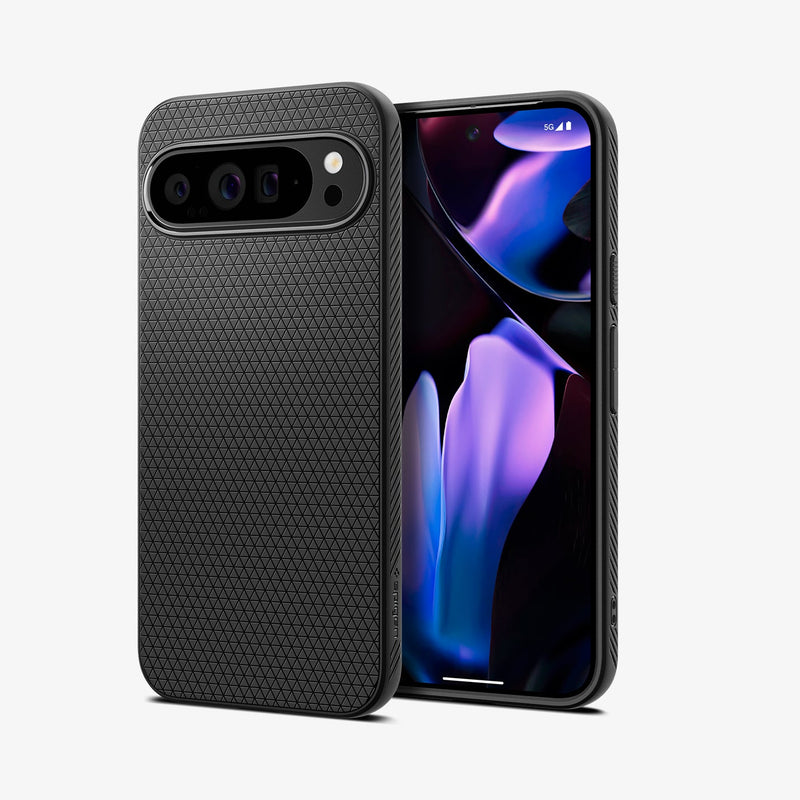 ACS07716 - Pixel 9 Pro XL Case Liquid Air in Matte Black showing the back, partial side and front