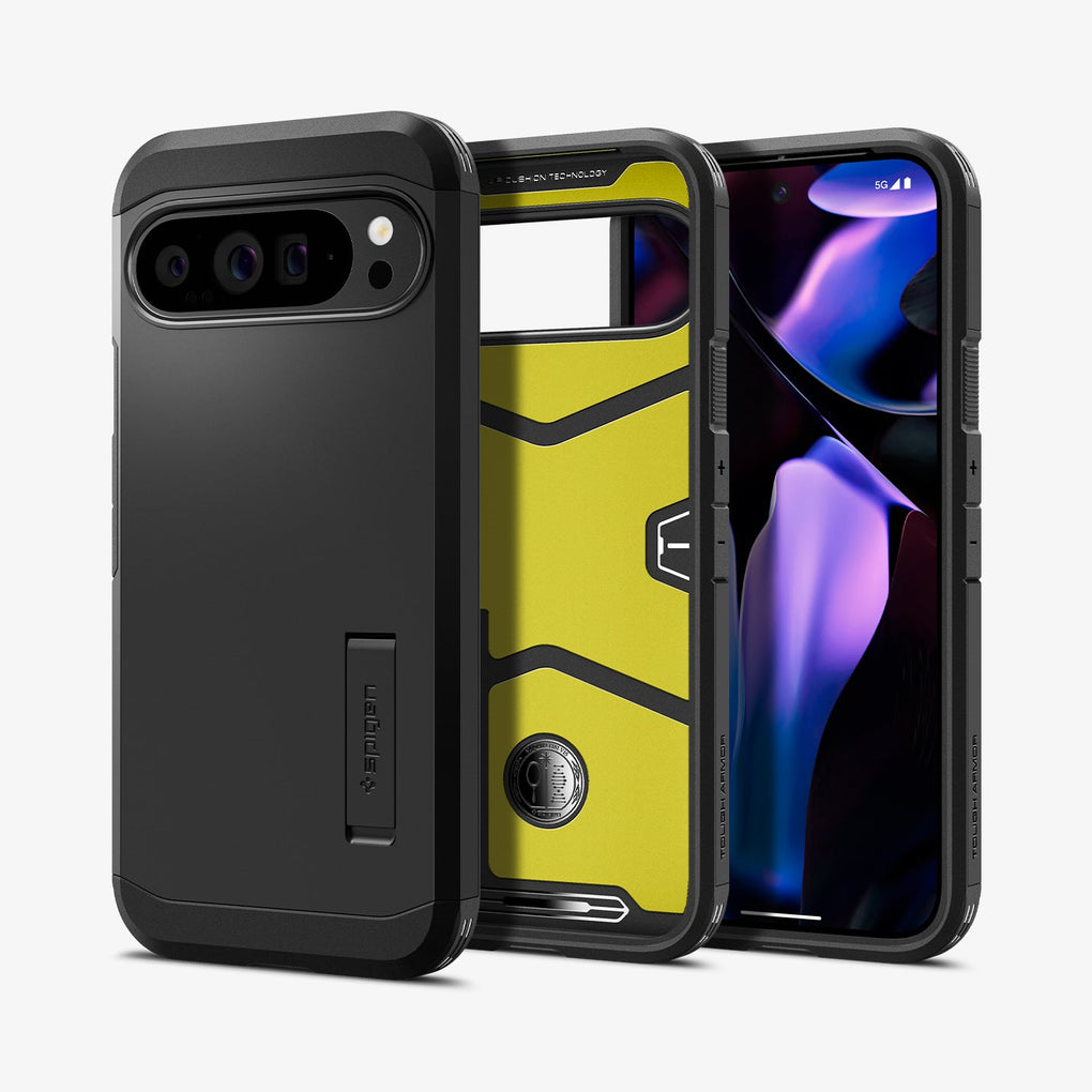 ACS07726 - Pixel 9 Pro XL Case Tough Armor in Black showing the back, inside and front