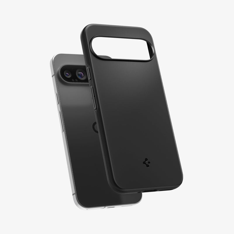 ACS07731 - Pixel 9 Pro XL Case Thin Fit in Black showing the back, partially hovering in front of the device