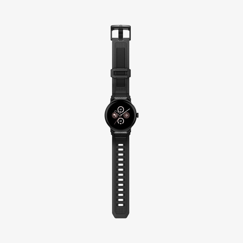 AMP07600 - Pixel Watch 3 (45mm) in Black showing the front full body laid flat
