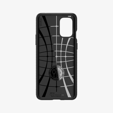 ACS02060 - OnePlus 8T Liquid Air Case in Matte Black showing the inner case with spider web pattern