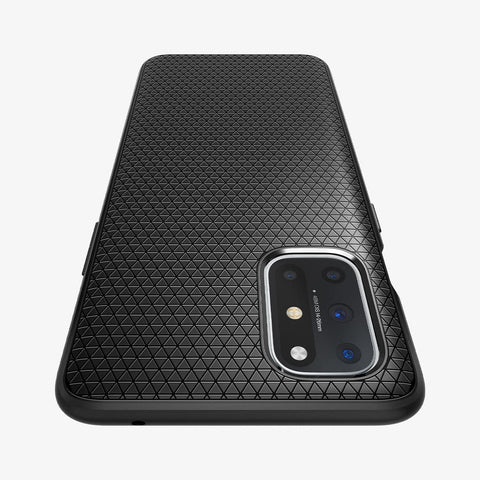 ACS02060 - OnePlus 8T Liquid Air Case in Matte Black showing back, partial top zoomed in