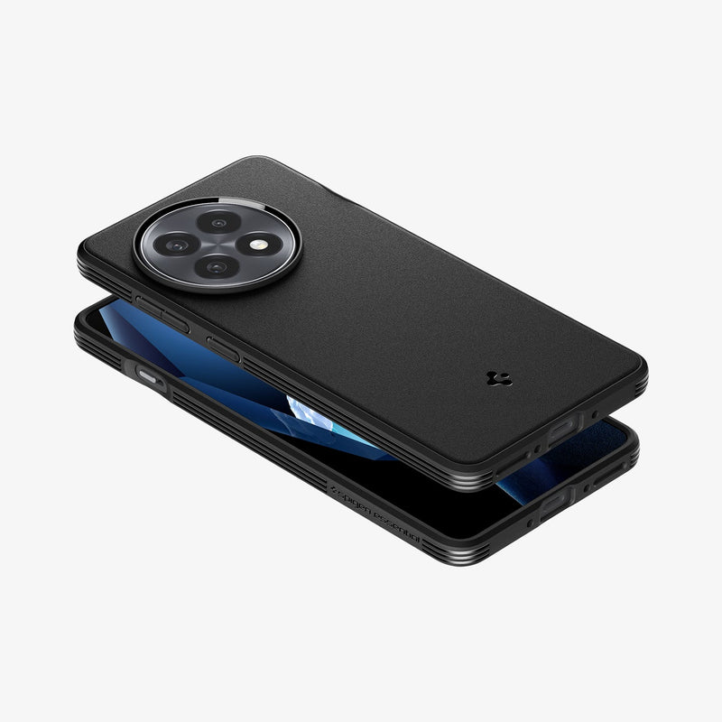 ACS09369 - OnePlus 13R Case Sand Blast in Matte Black showing the back, partial side, partial front and bottom