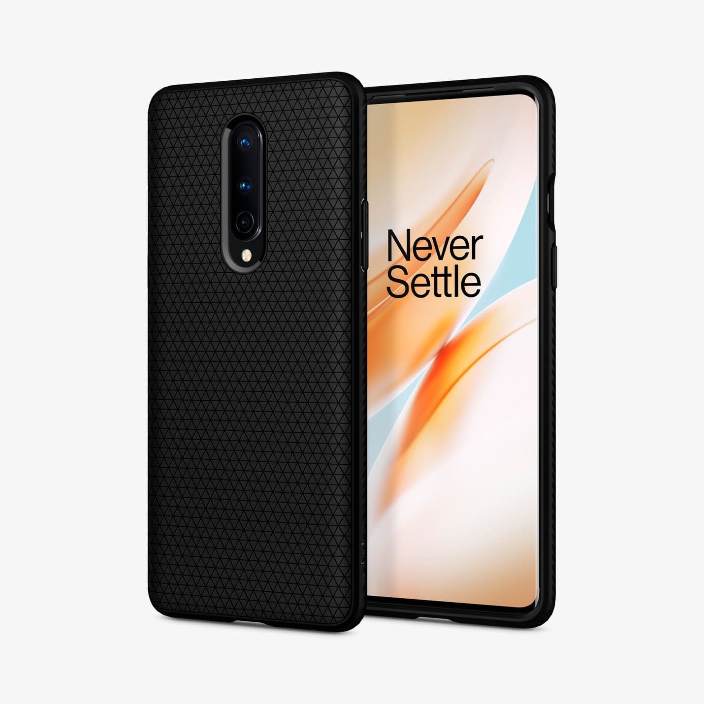 ACS00827 - OnePlus 8 Liquid Air Case in Matte Black showing the back and front side by side