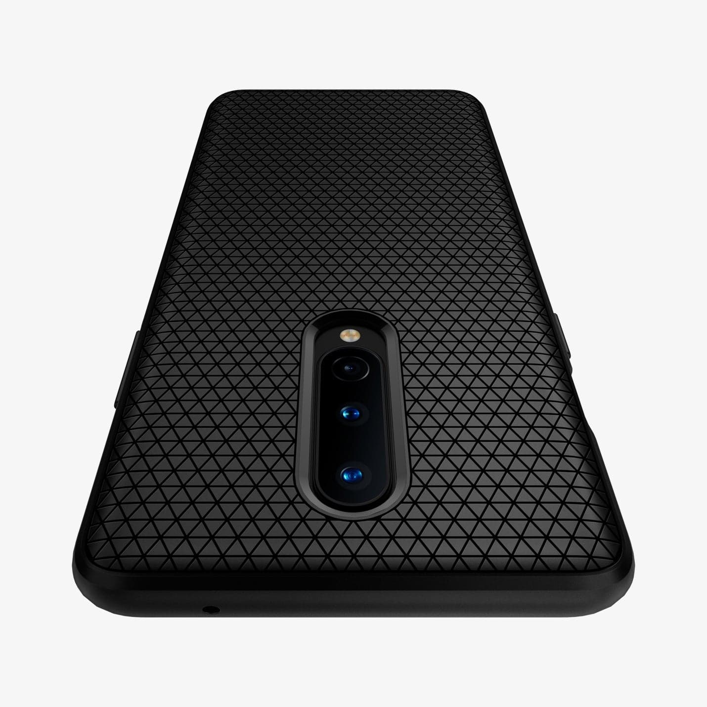 ACS00827 - OnePlus 8  Liquid Air Case in Matte Black showing back partial top zoomed in 