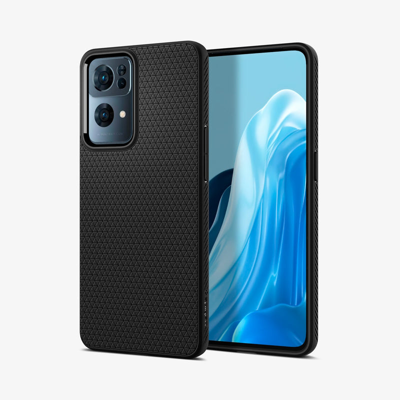 ACS04449 - OPPO Reno 7 Pro Case Liquid Air in black showing the back and front