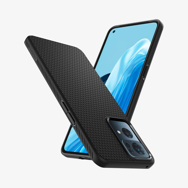 ACS04449 - OPPO Reno 7 Pro Case Liquid Air in black showing the back, front and sides