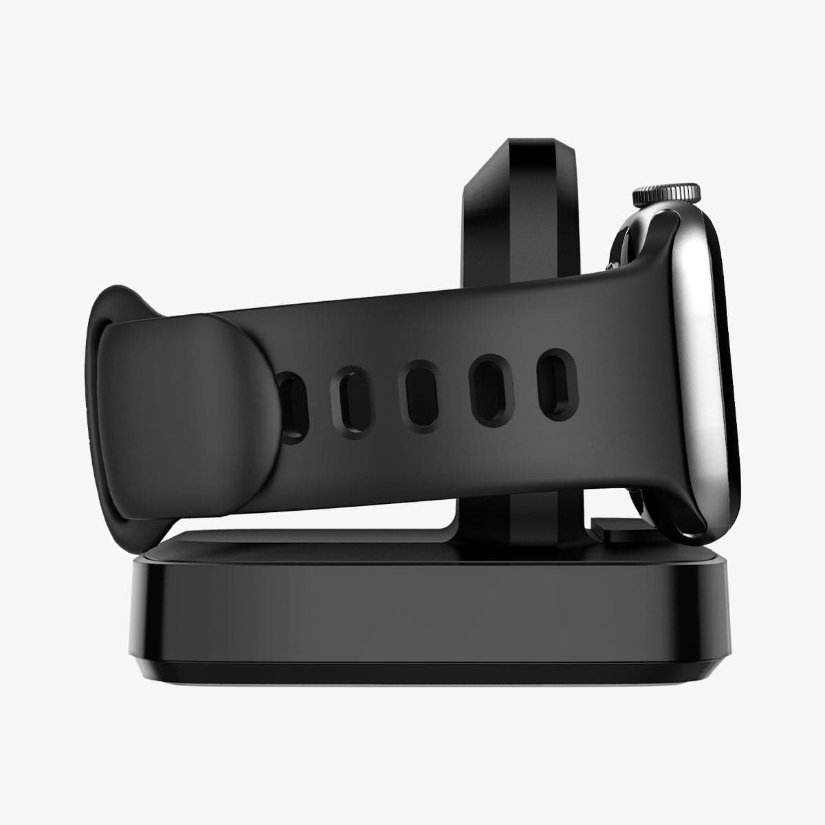 000CH25522 - Apple Watch ArcField Wireless Charger PF2002 in black showing the side with apple watch connected