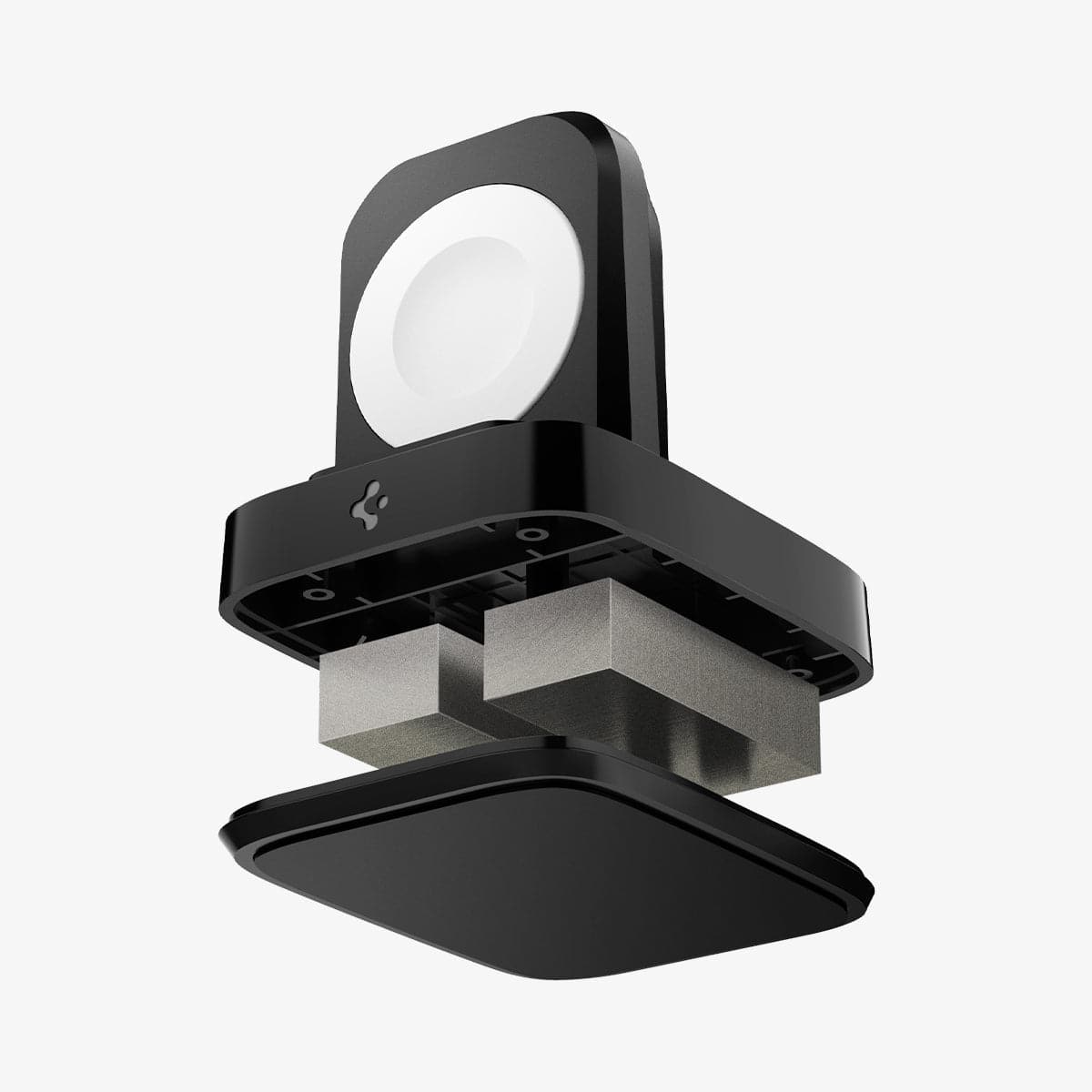 000CH25522 - Apple Watch ArcField Wireless Charger PF2002 in black showing the front and multiple components of stand