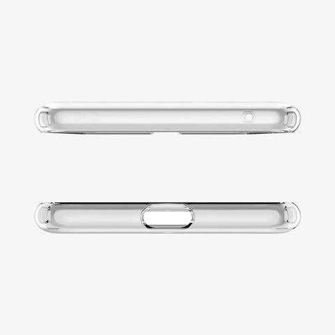 F19CS25032 - Pixel 3 Case Liquid Crystal in crystal clear showing the top and bottom with precise cutouts