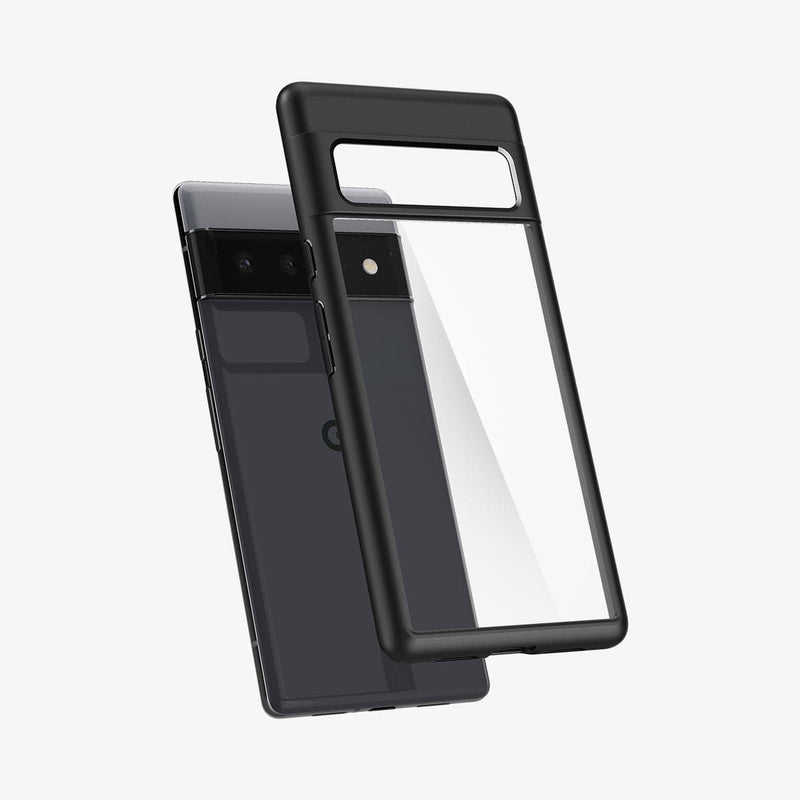 ACS03458 - Pixel 6 Pro Case Ultra Hybrid in matte black showing the back with case hovering away from device