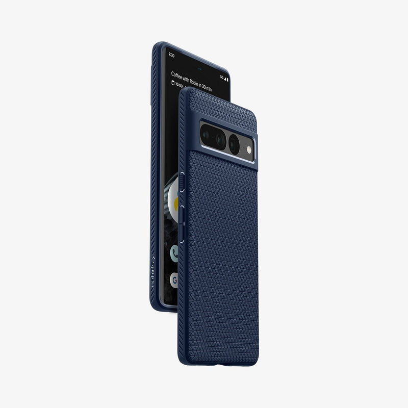 ACS04724 - Pixel 7 Pro Case Liquid Air in navy blue showing the back, sides and partial front