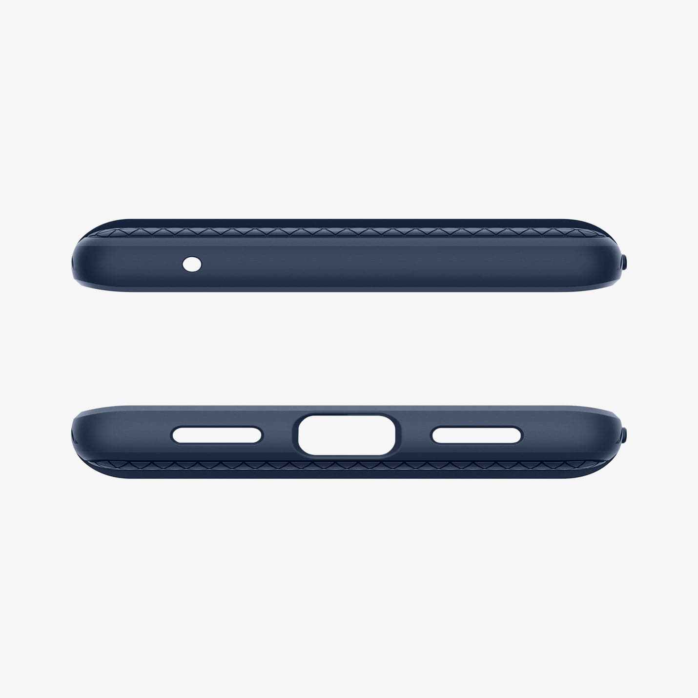 ACS04724 - Pixel 7 Pro Case Liquid Air in navy blue showing the top and bottom with precise cutouts