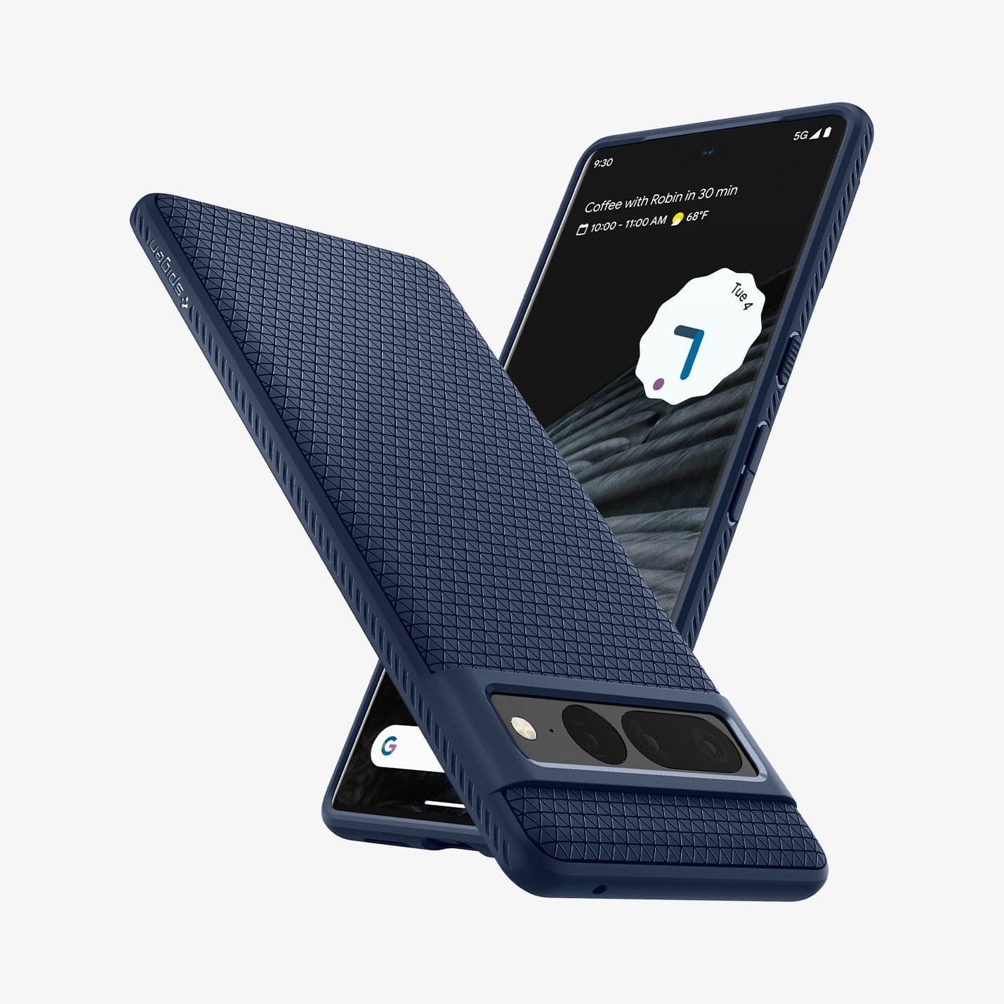 ACS04724 - Pixel 7 Pro Case Liquid Air in navy blue showing the back, front and sides