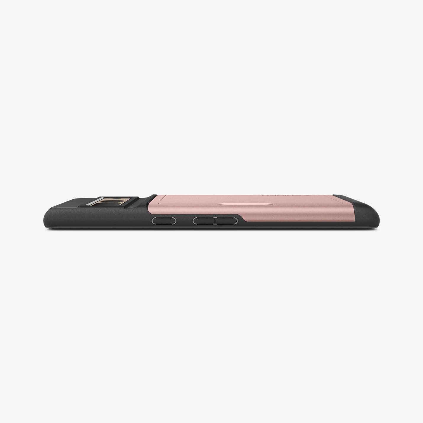 ACS04732 - Pixel 7 Pro Case Slim Armor CS in rose gold showing the side and partial back with device laying flat