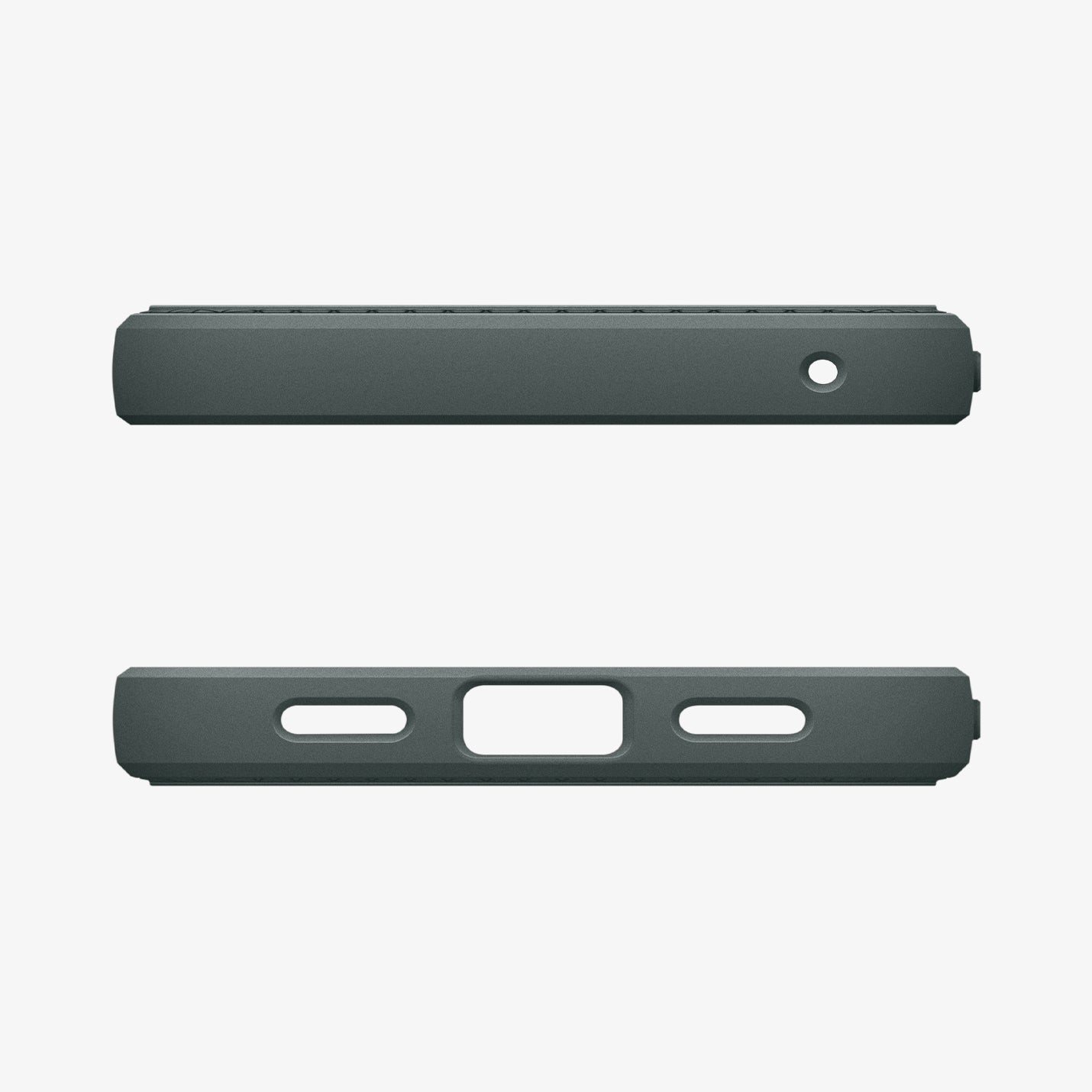 ACS11858 - Pixel 11 Pro  Liquid Air (Mag Fit) Abyss Green top and bottom views showing the camera cutout, charging port opening, speaker cutouts, and integrated strap hole.