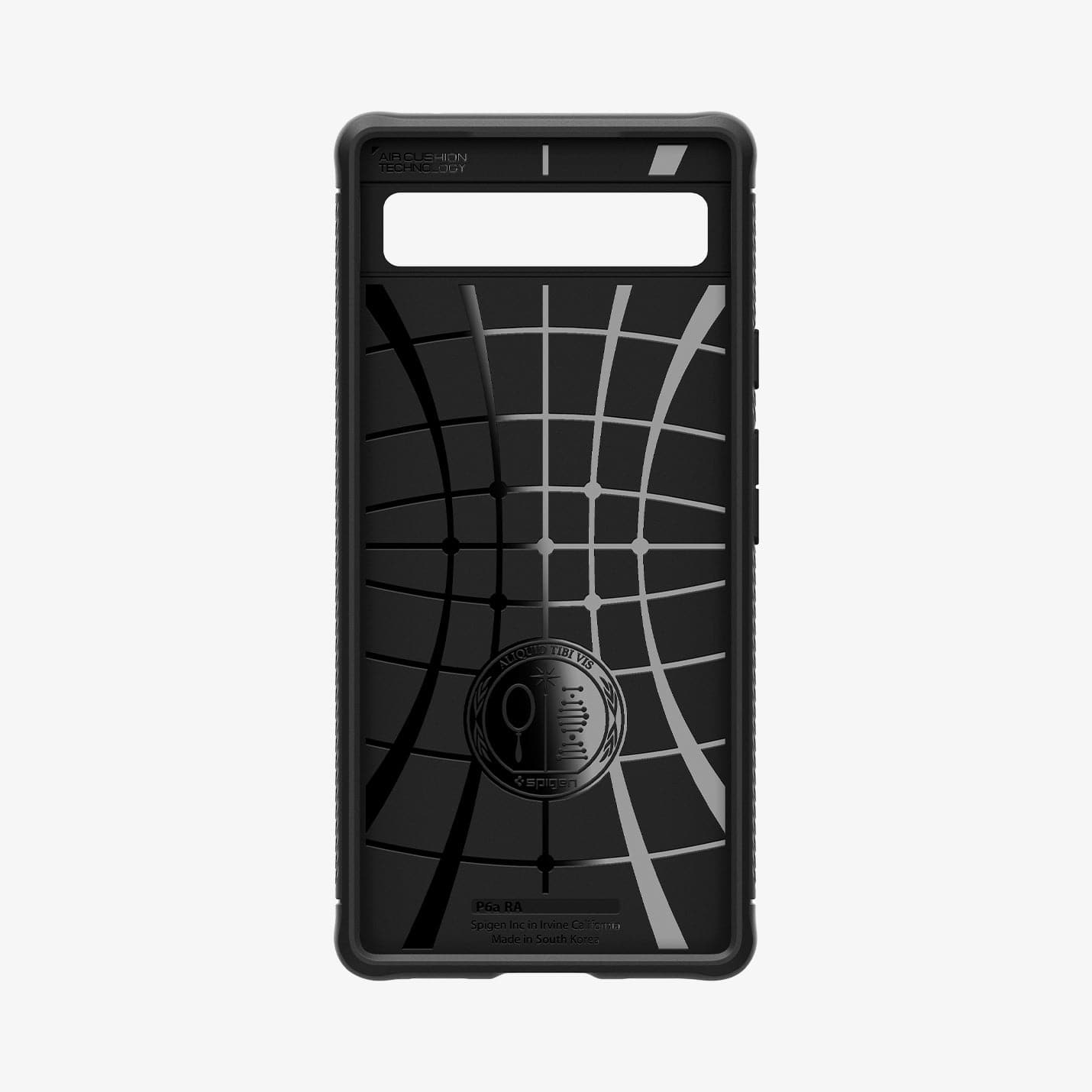 ACS04476 - Pixel 6a Case Rugged Armor in black showing the inside of case