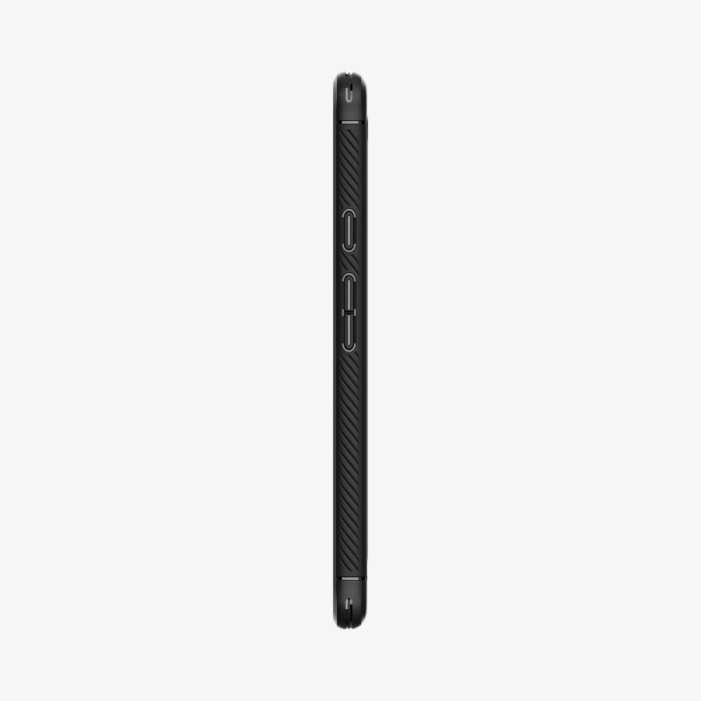 ACS04476 - Pixel 6a Case Rugged Armor in black showing the side with volume controls