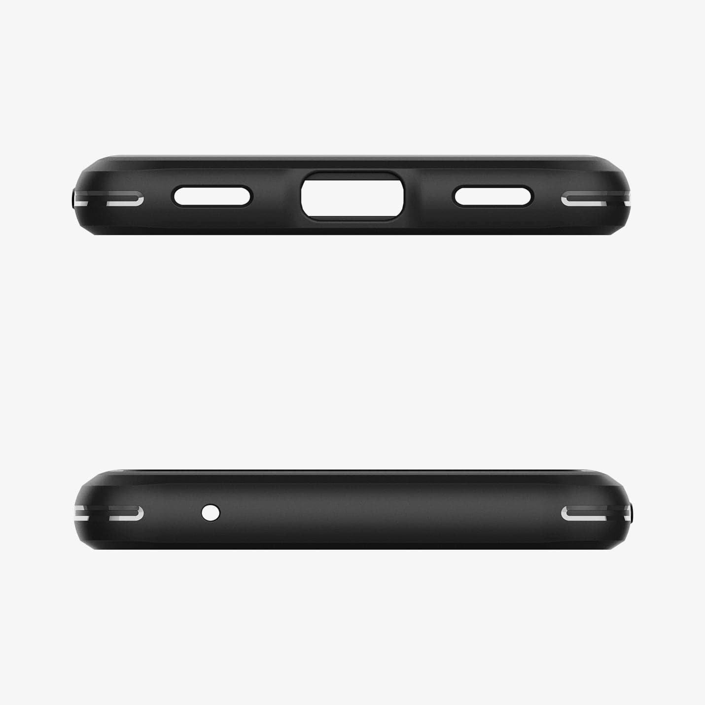 ACS04476 - Pixel 6a Case Rugged Armor in black showing the bottom and top with precise cutouts