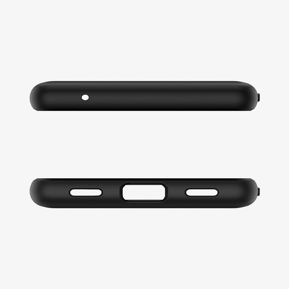 ACS04478 - Pixel 6a Case Ultra Hybrid in matte black showing the top and bottom with precise cutouts