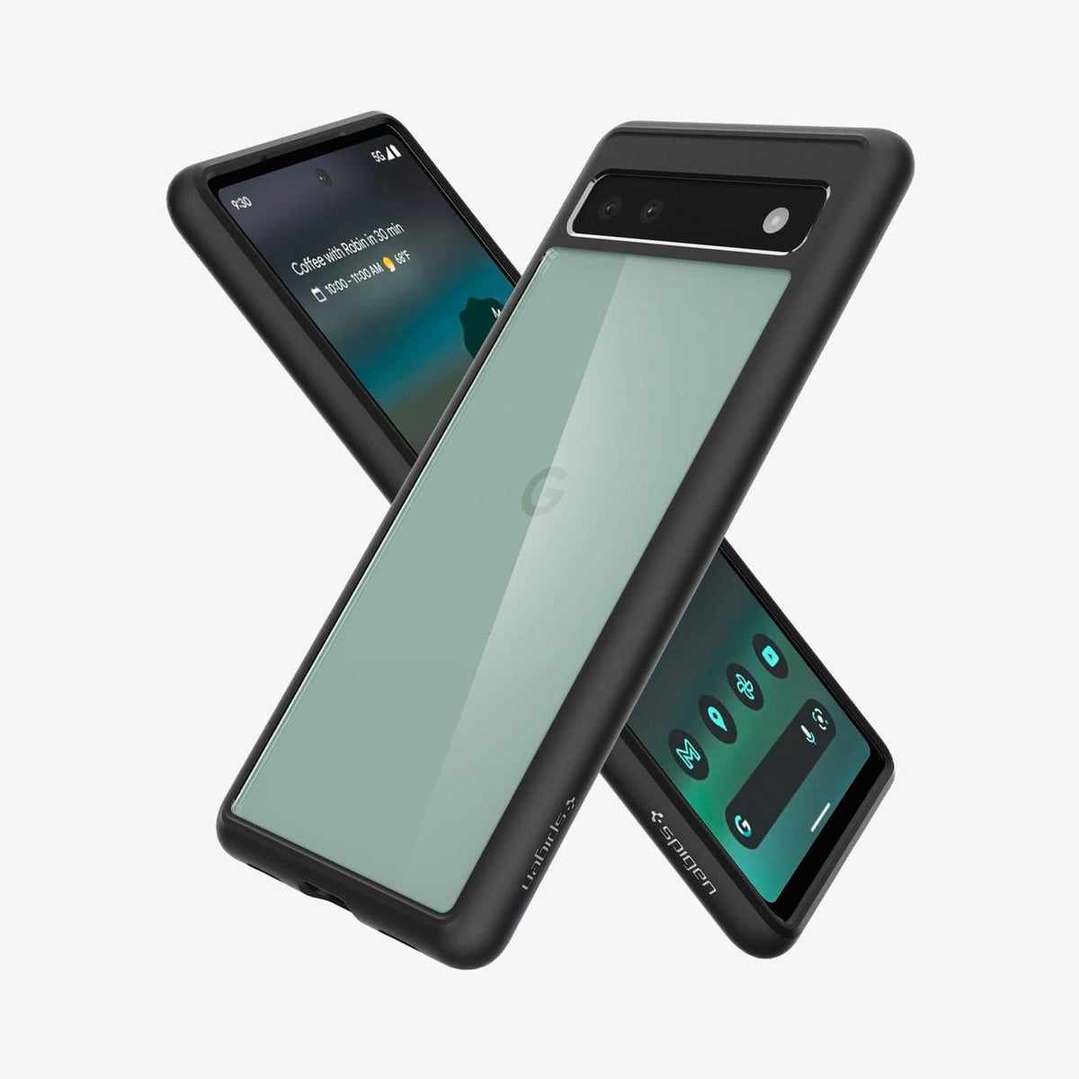 ACS04478 - Pixel 6a Case Ultra Hybrid in matte black showing the back, front and sides