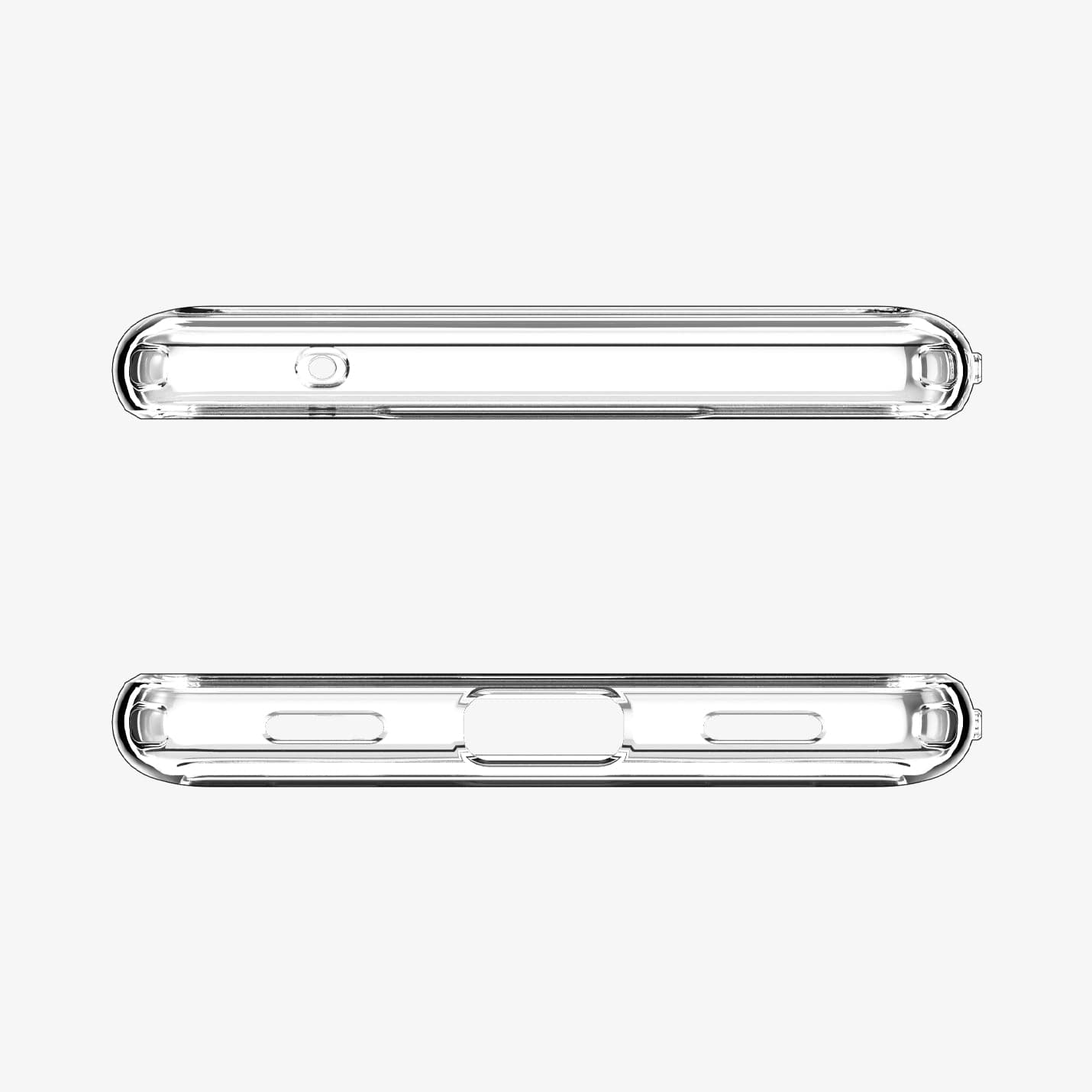 ACS04477 - Pixel 6a Case Ultra Hybrid in crystal clear showing the top and bottom with precise cutouts