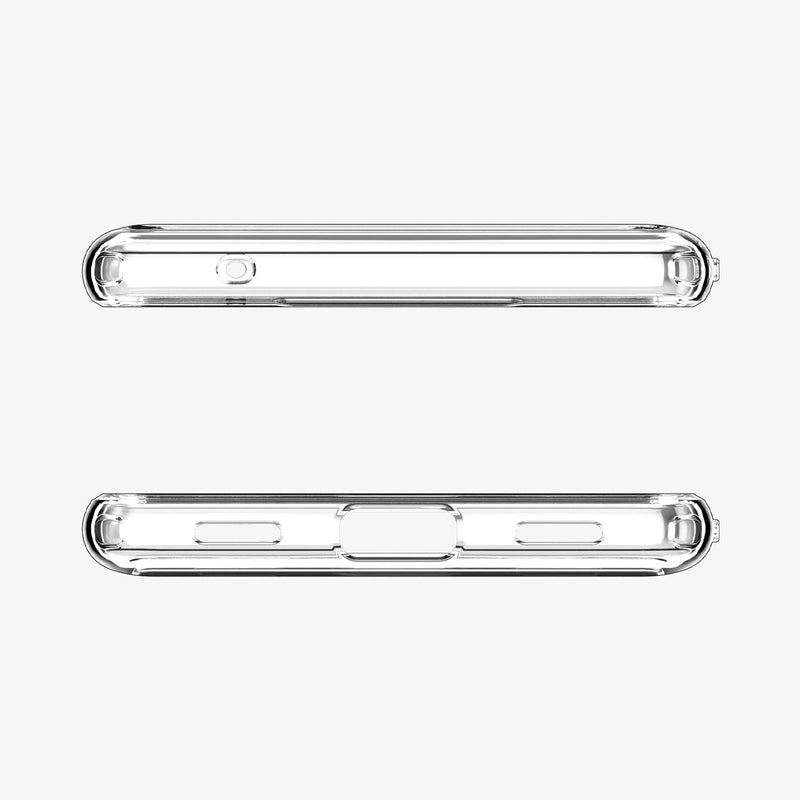 ACS04477 - Pixel 6a Case Ultra Hybrid in crystal clear showing the top and bottom with precise cutouts