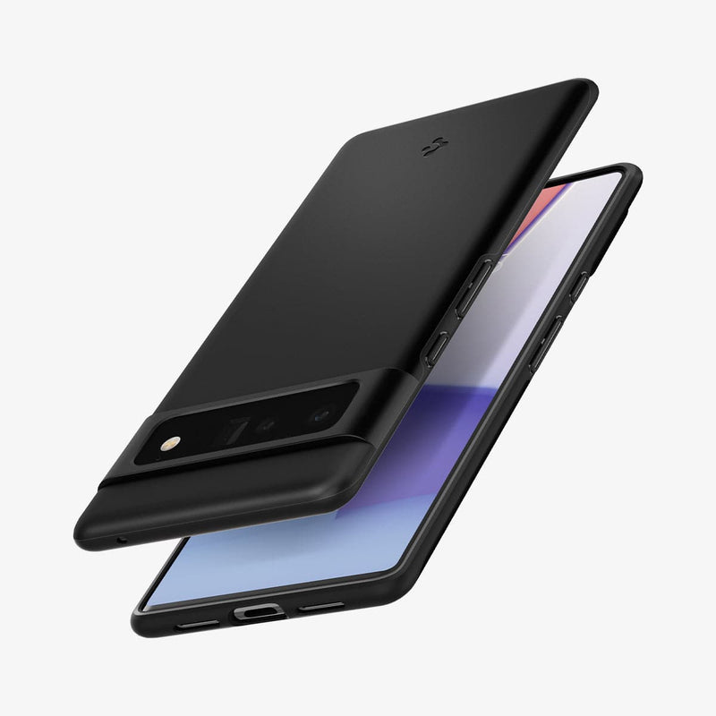 ACS03454 - Pixel 6 Pro Case Thin Fit in black showing the back, front and sides