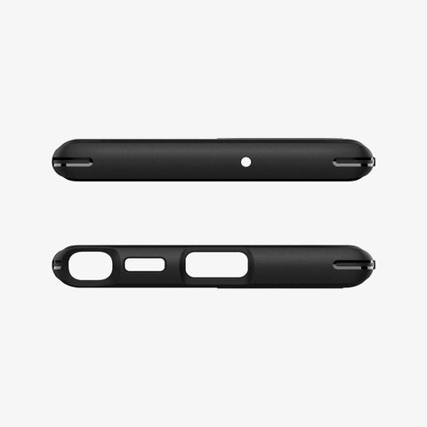 ACS03914 - Galaxy S22 Ultra 5G Case Rugged Armor in black showing the top and bottom with precise cutouts