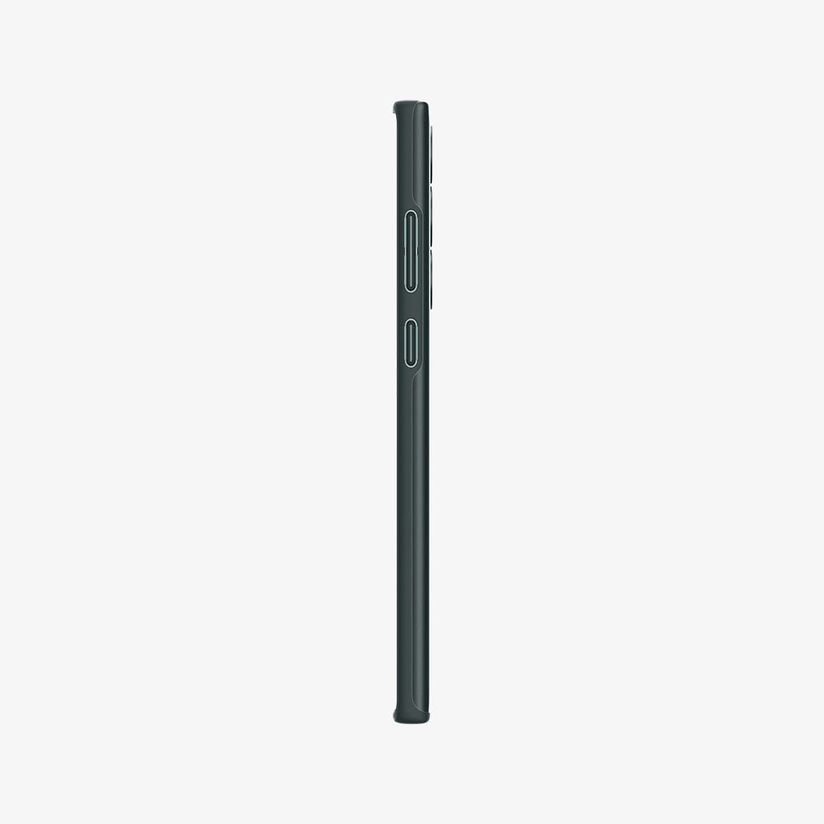 ACS04517 - Galaxy S22 Ultra 5G Case Thin Fit in abyss green showing the side with volume controls