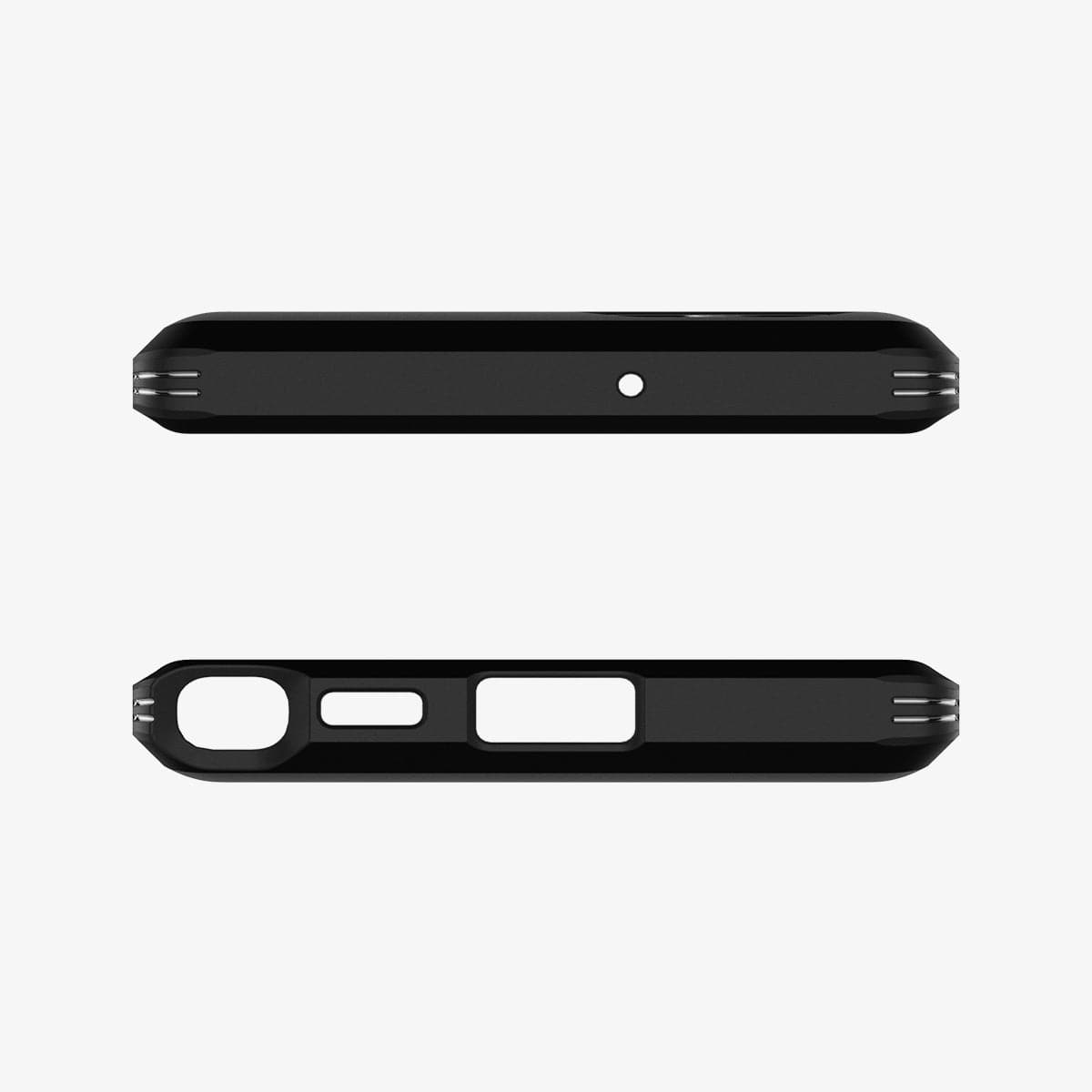ACS03923 - Galaxy S22 Ultra 5G Case Tough Armor in black showing the top and bottom with precise cutouts