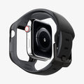 AMP02007 - Apple Watch Series (44mm) Case Liquid Air Pro in black showing the back with watch face hovering away from band