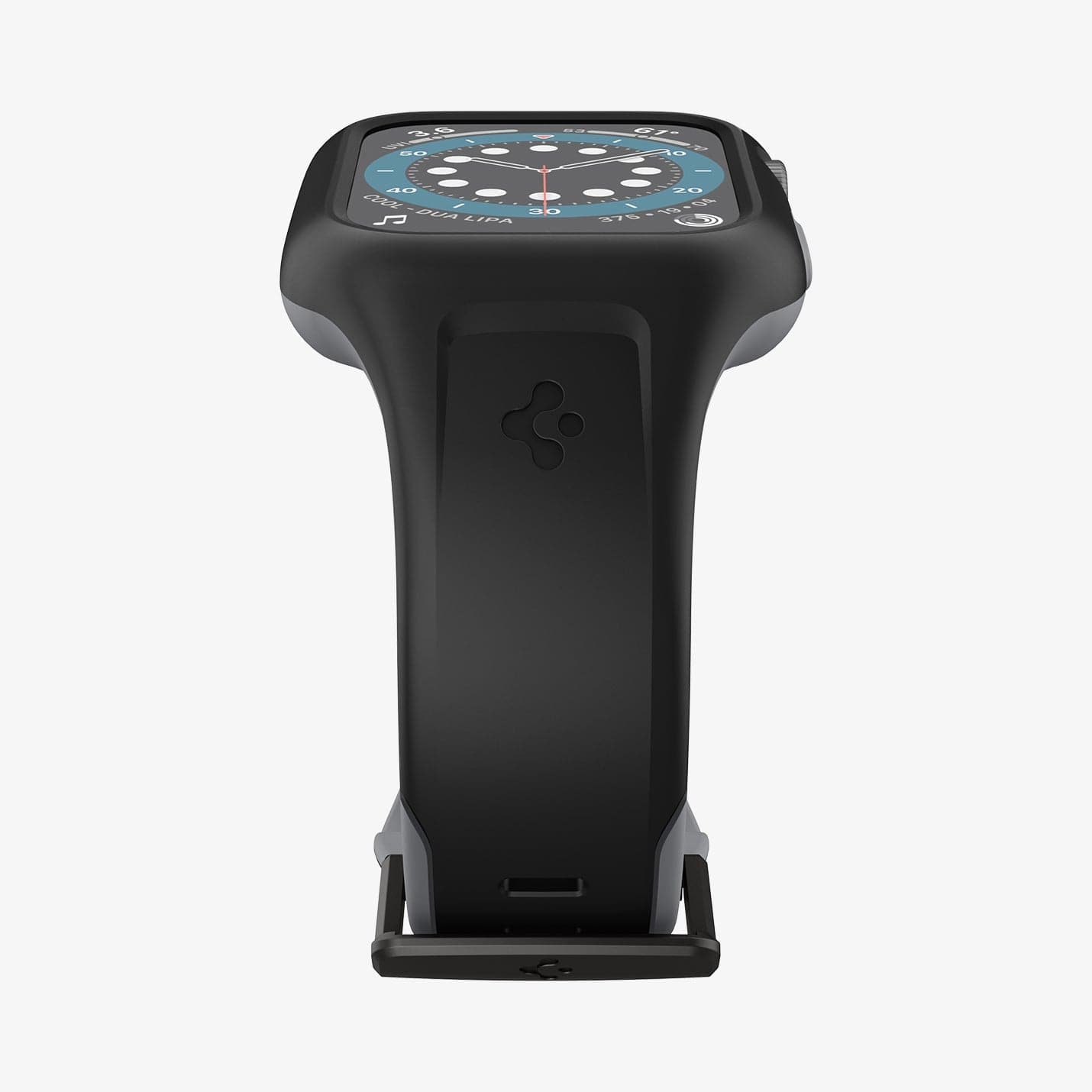 AMP02007 - Apple Watch Series (44mm) Case Liquid Air Pro in black showing the bottom and partial front