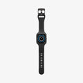 AMP02007 - Apple Watch Series (44mm) Case Liquid Air Pro in black showing the front with watch band laid out flat