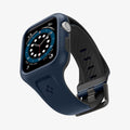 ACS02225 - Apple Watch Series (44mm) Case Liquid Air Pro in navy blue showing the front, bottom and partial inside of band