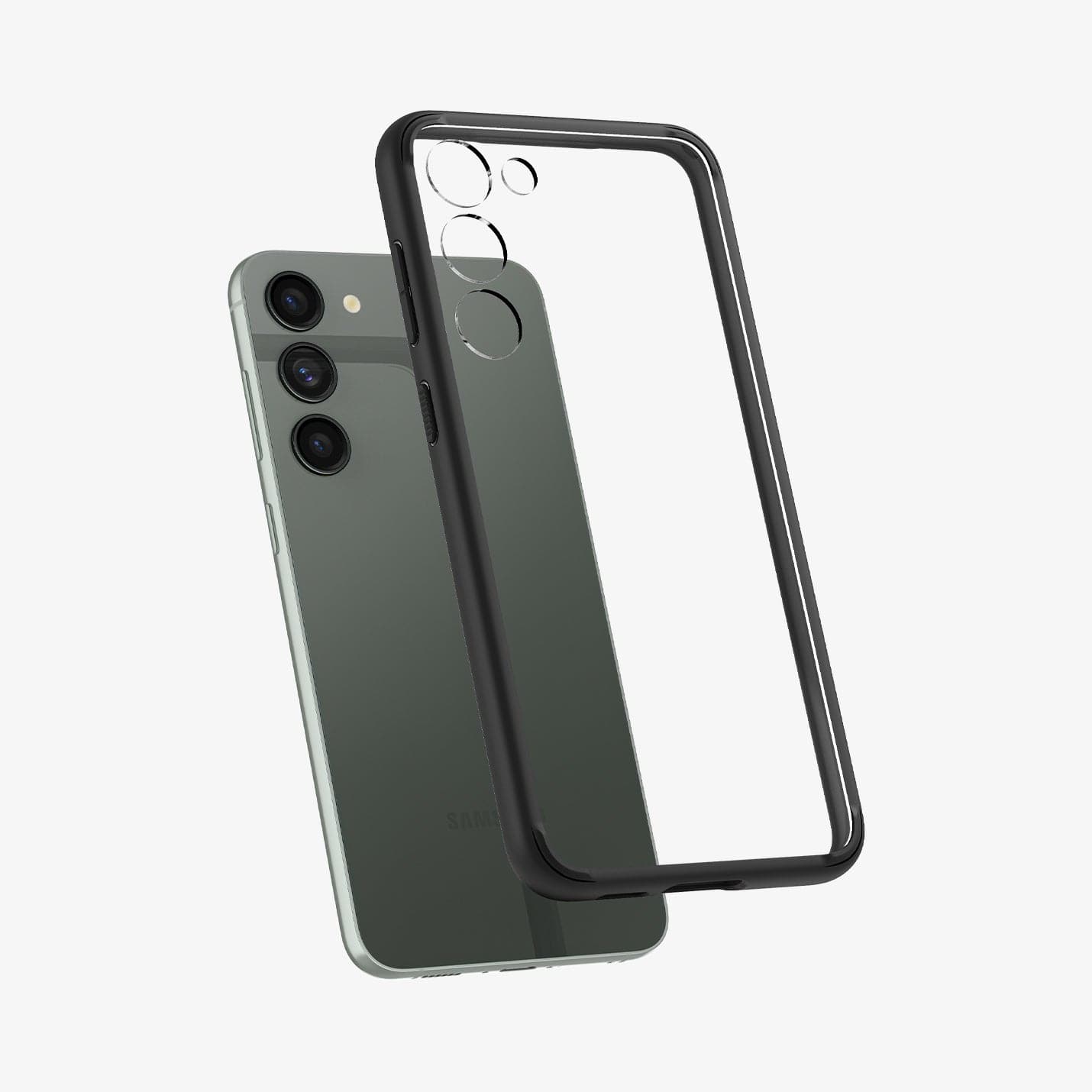ACS05669 - Galaxy S23 Plus Case Ultra Hybrid in black showing the back with case hovering away from device