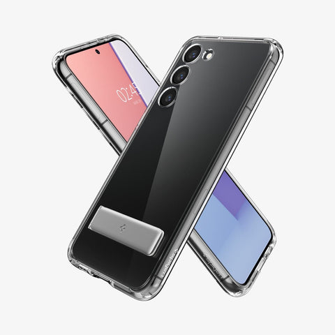 ACS05671 - Galaxy S23 Plus Case Ultra Hybrid S in crystal clear showing the back, front and sides