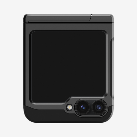 ACS07849 - Galaxy Z Flip 7 FE Case Tough Armor Pro in Black showing the back folded
