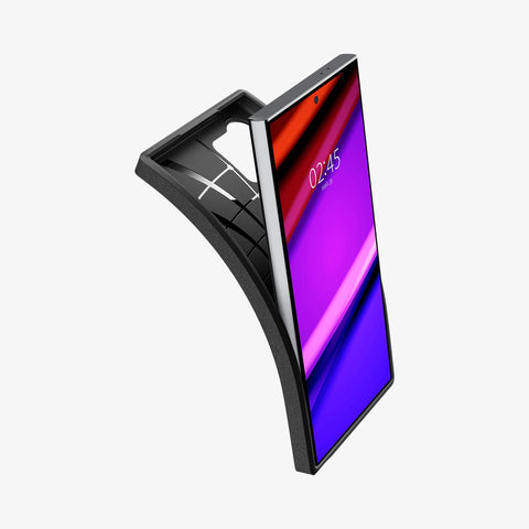 ACS07194 - Galaxy S24 Ultra Case Core Armor in Matte Black showing the front of device with the case partially peeled off