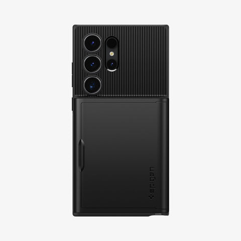 ACS07306 - Galaxy S24 Ultra Case Slim Armor CS in Black showing the back with card slider closed