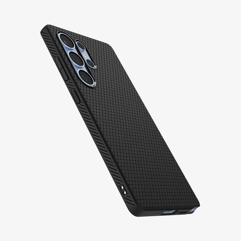 ACS08953 - Galaxy S25 Ultra Case Liquid Air in Matte Black showing the back, partial side and bottom