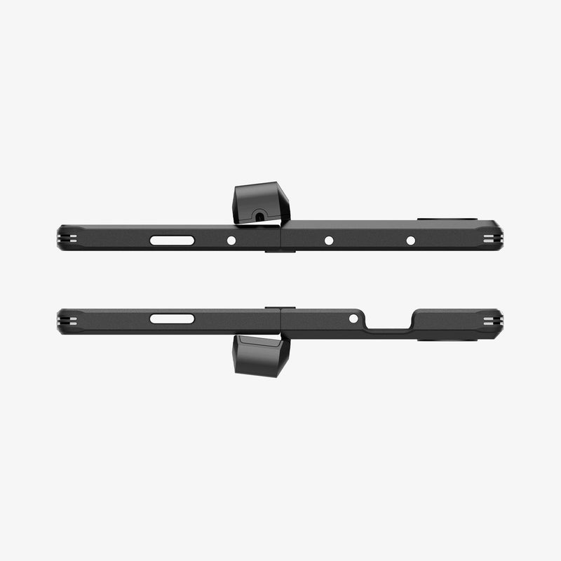 ACS07826 - Galaxy Z Fold 6 Case Tough Armor Pro P in Black showing the top and bottom of 2 devices fully open facing each other