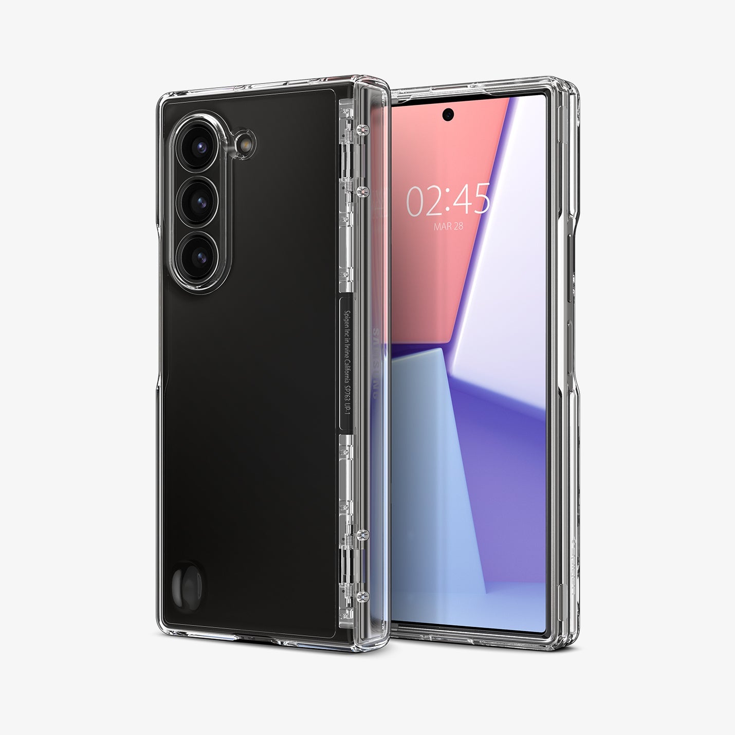 ACS07813 - Galaxy Z Fold 6 Case Ultra Hybrid Pro in Crystal Clear showing the back, hinge, partial front and sides