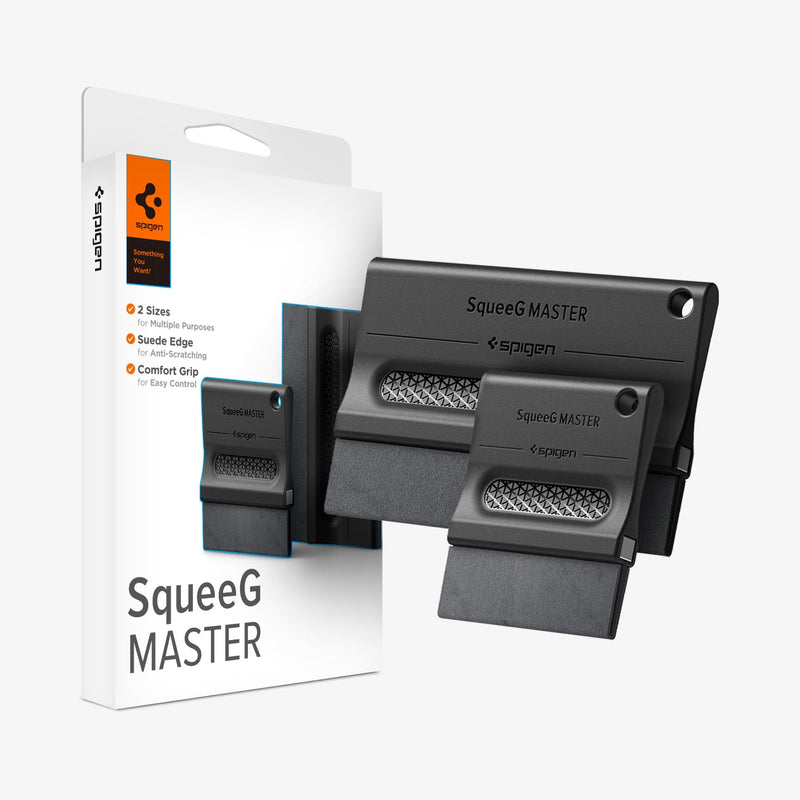 APA06854 - SqueeG Master in black showing the two different squeeg and packaging