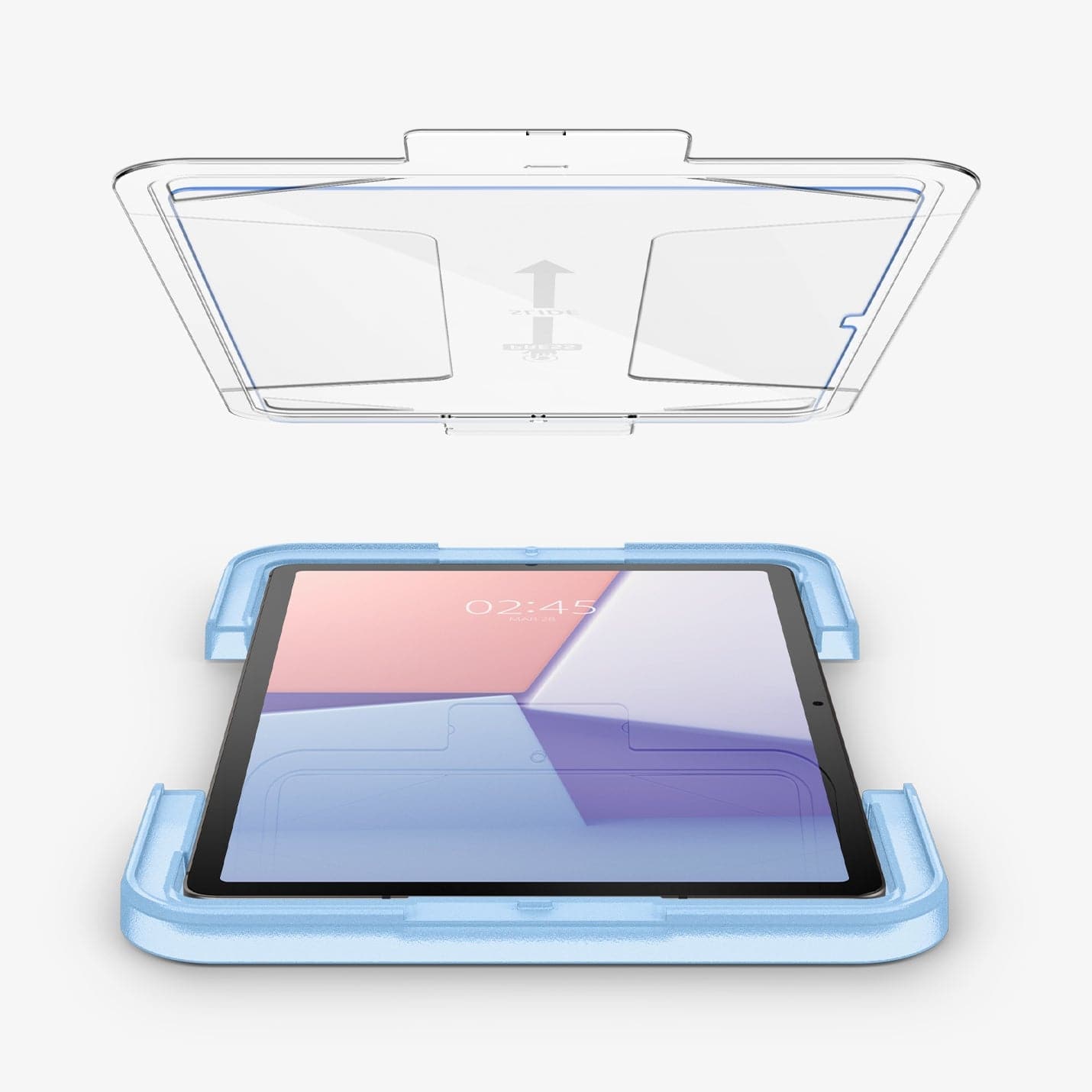 AGL06999 - Galaxy Tab S9+ Screen Protector EZ Fit GLAS.tR showing the ez fit tray hovering above the device