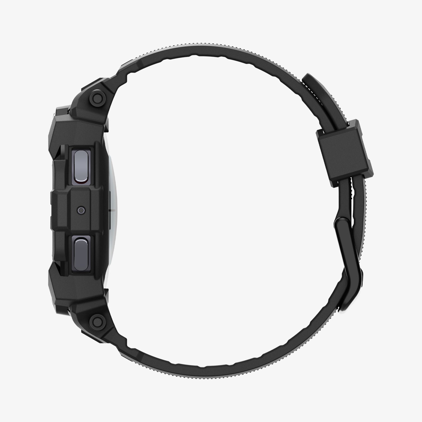 ACS08336 - Galaxy Watch 7 (40mm) Rugged Armor Pro in Matte Black showing the front, partial side, inner side and bottom
