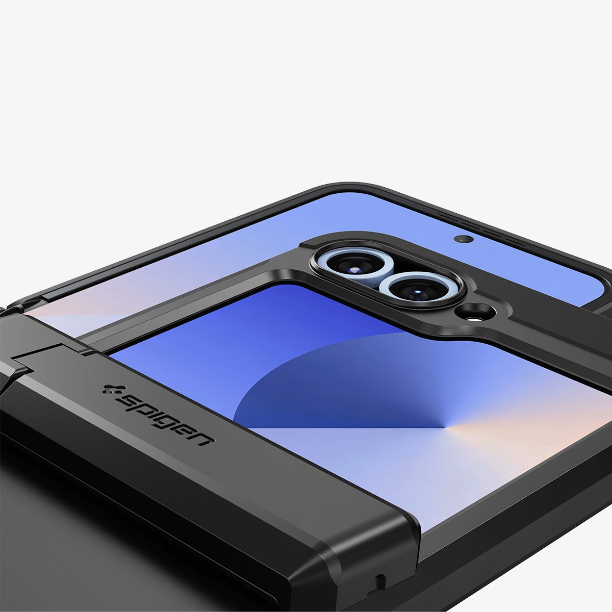 ACS09807 - Galaxy Z Flip 6 Series Tough Armor Pro (MagFit) in black showing the top zoomed in