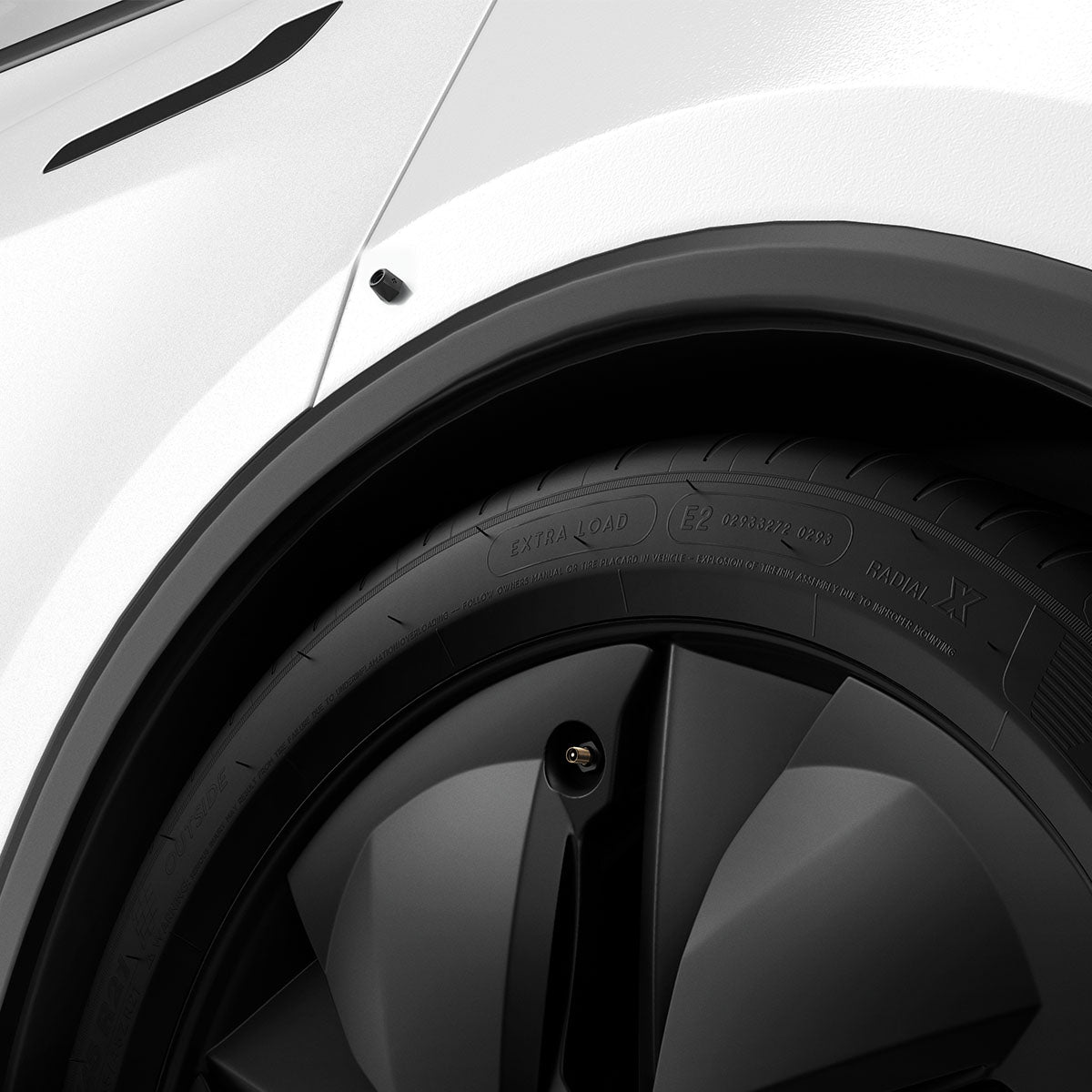 ACP11370 - Universal Tire Valve Stem Cap | VS100TS/R in silver shown installed on a vehicle wheel, blending seamlessly with the rim for a clean, low-profile look.